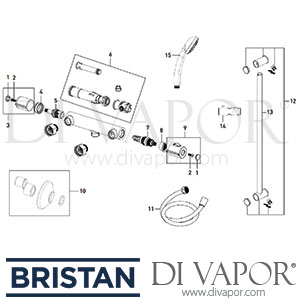 Bristan Zing Thermostatic Exposed Bar Mixer Shower Valve Spare Parts - BR DV 166